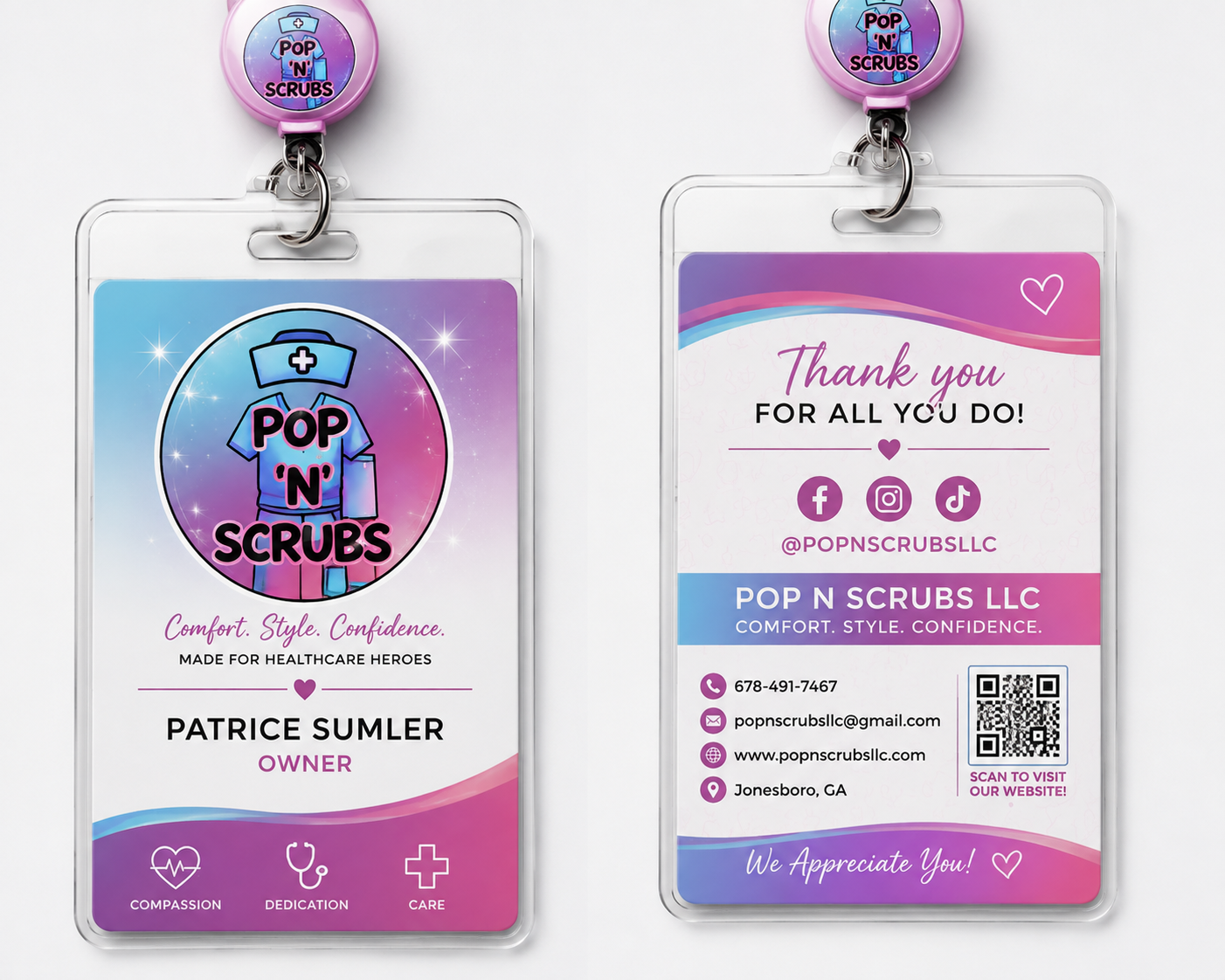 POP N SCRUBS Signature ID Badge