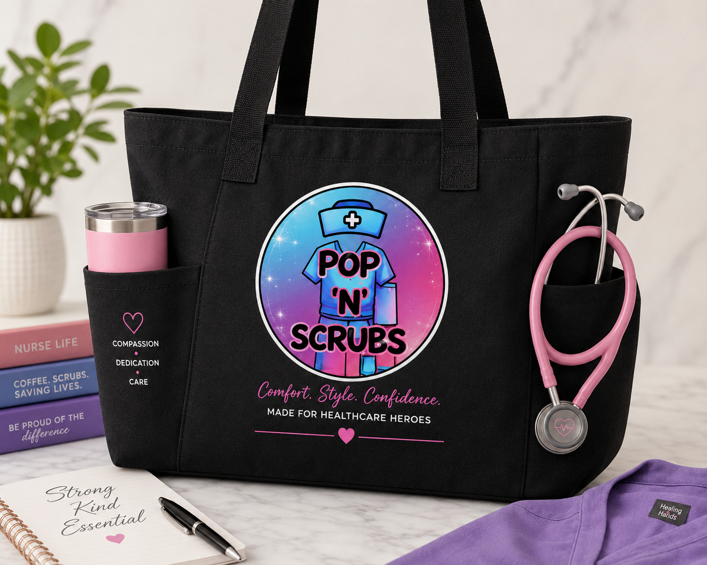 Pop N Scrubs Nursing Essentials Tote Bag