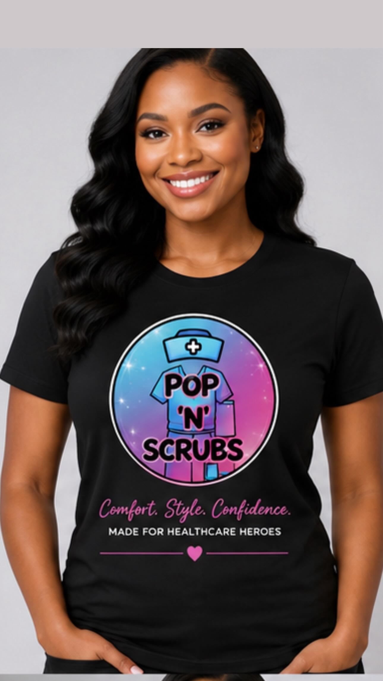 Pop N Scrubs Signature Logo T-Shirt – Black
