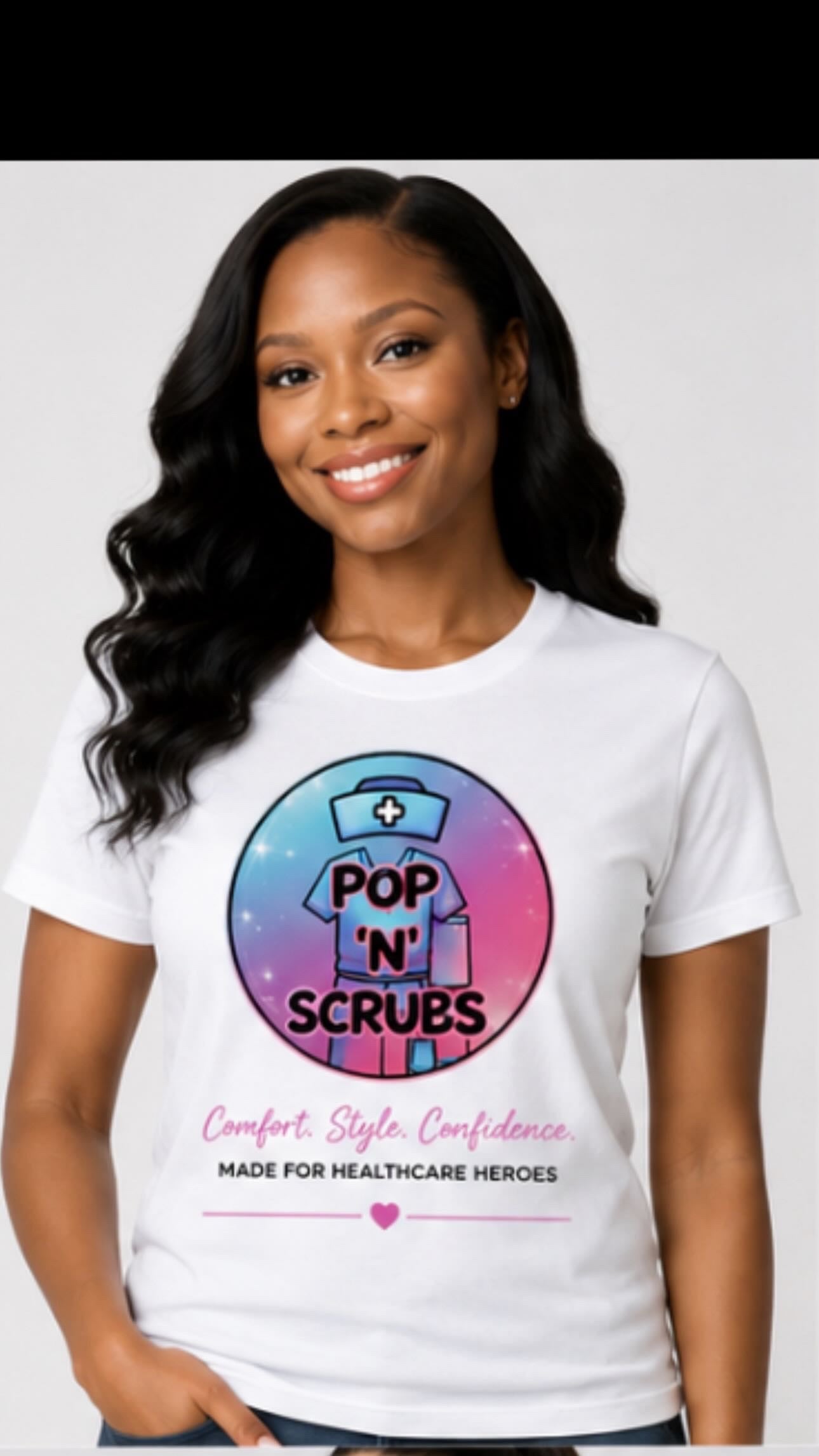Pop N Scrubs Signature Logo T-Shirt – White