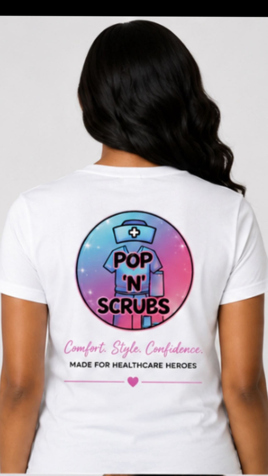 Pop N Scrubs Signature Logo T-Shirt – White