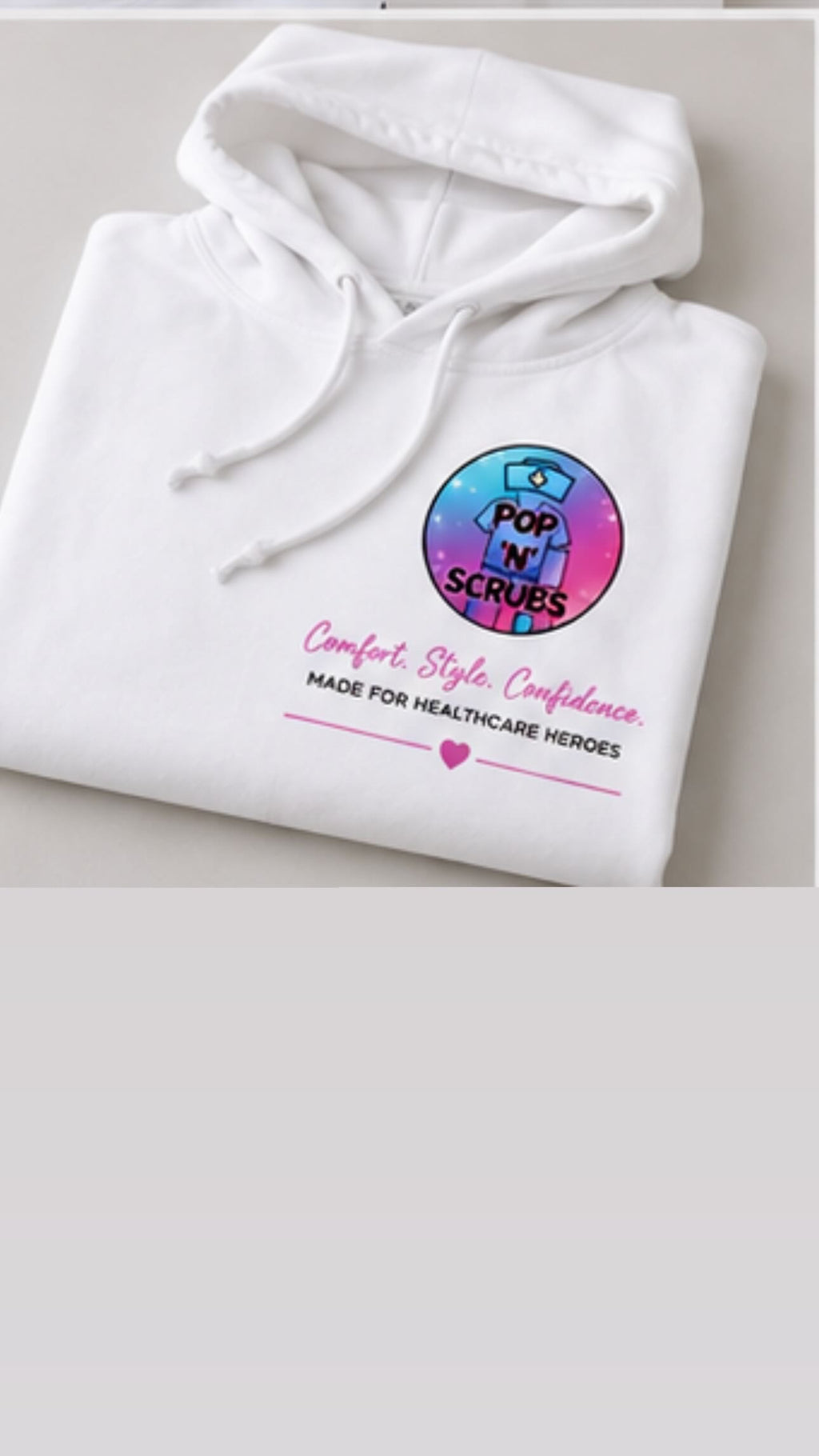 Pop N Scrubs Signature Logo Hoodie – White