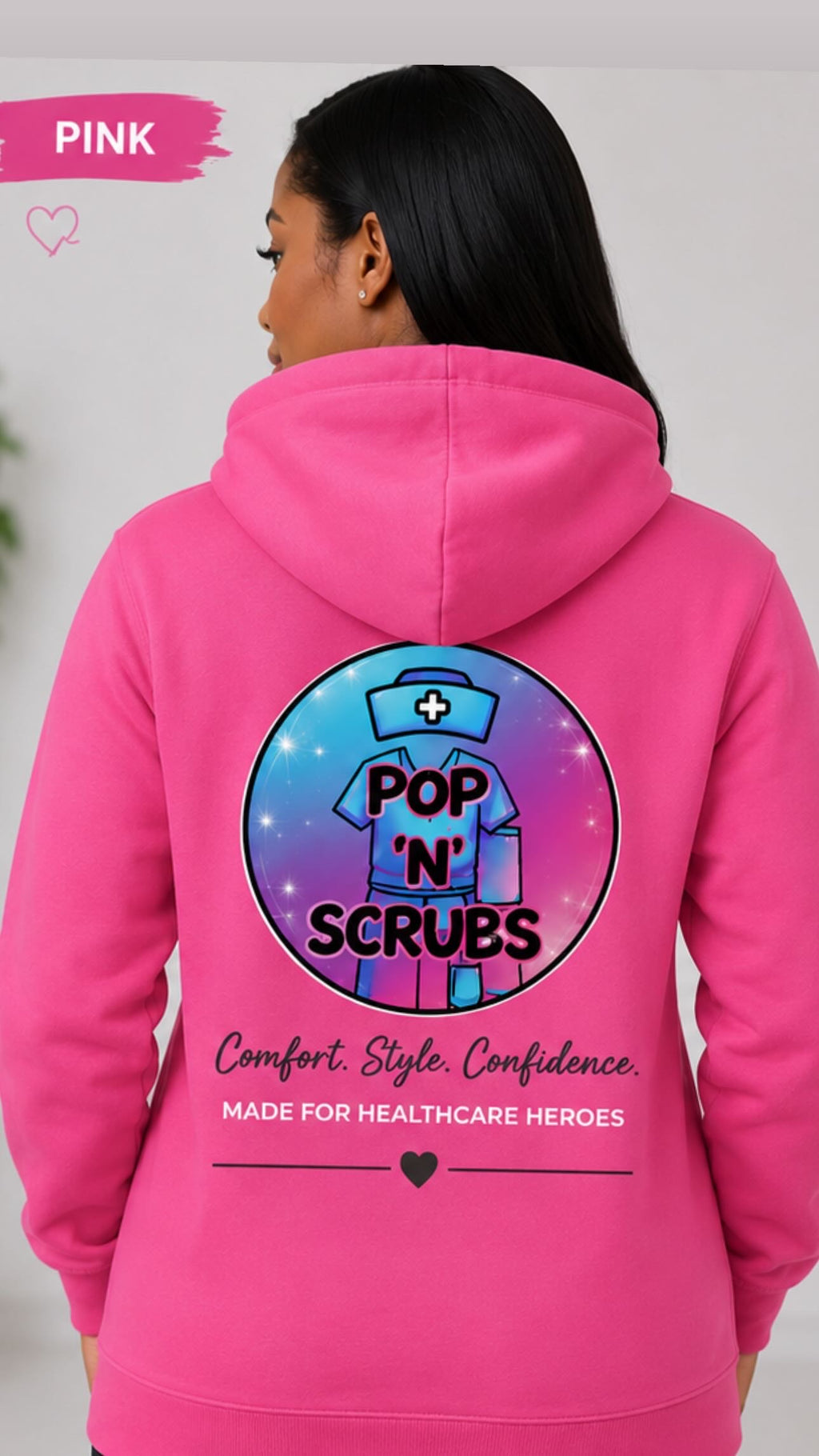 Pop N Scrubs Signature Logo Hoodie – Pink