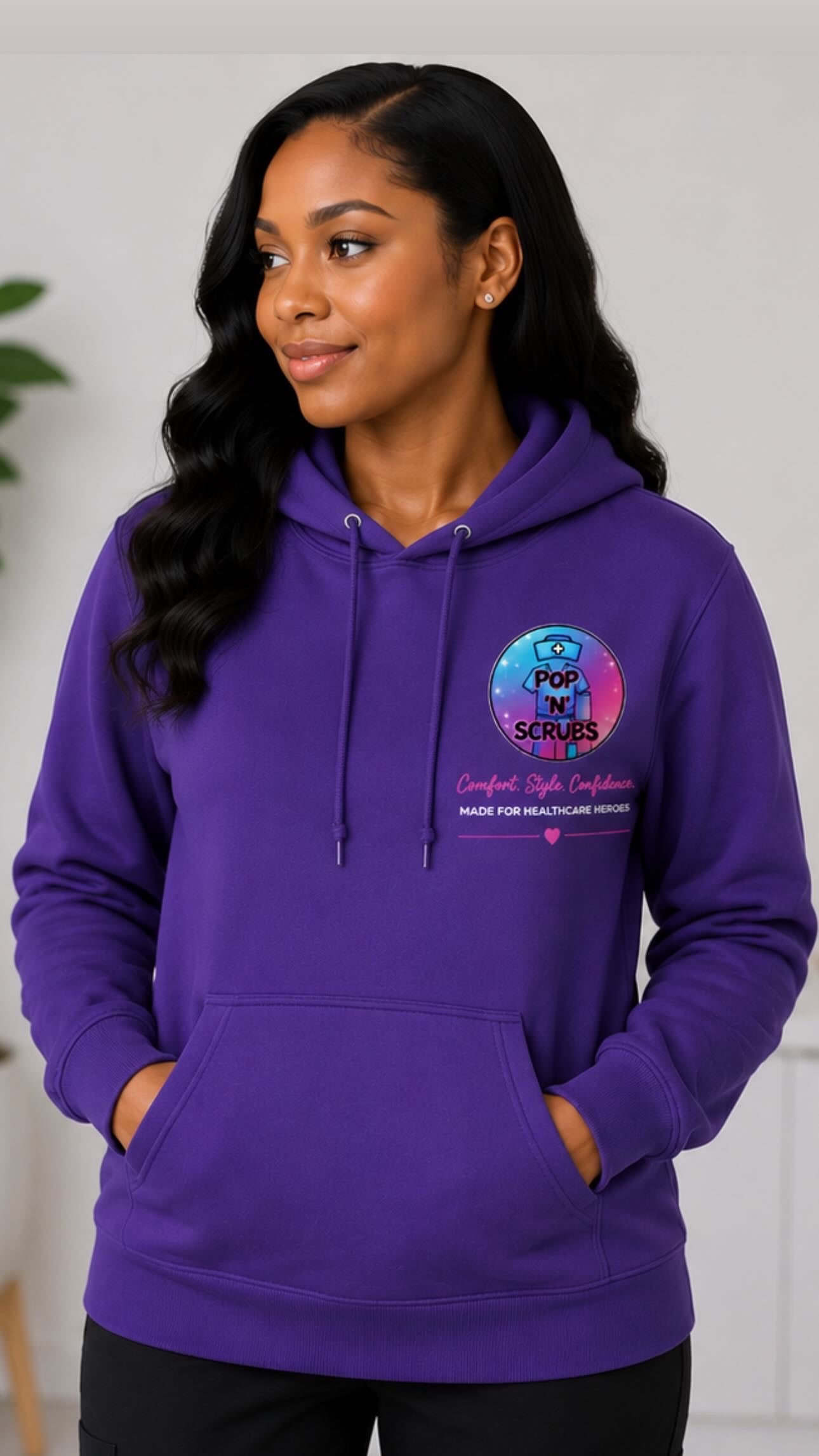 Pop N Scrubs Signature Logo Hoodie – Purple