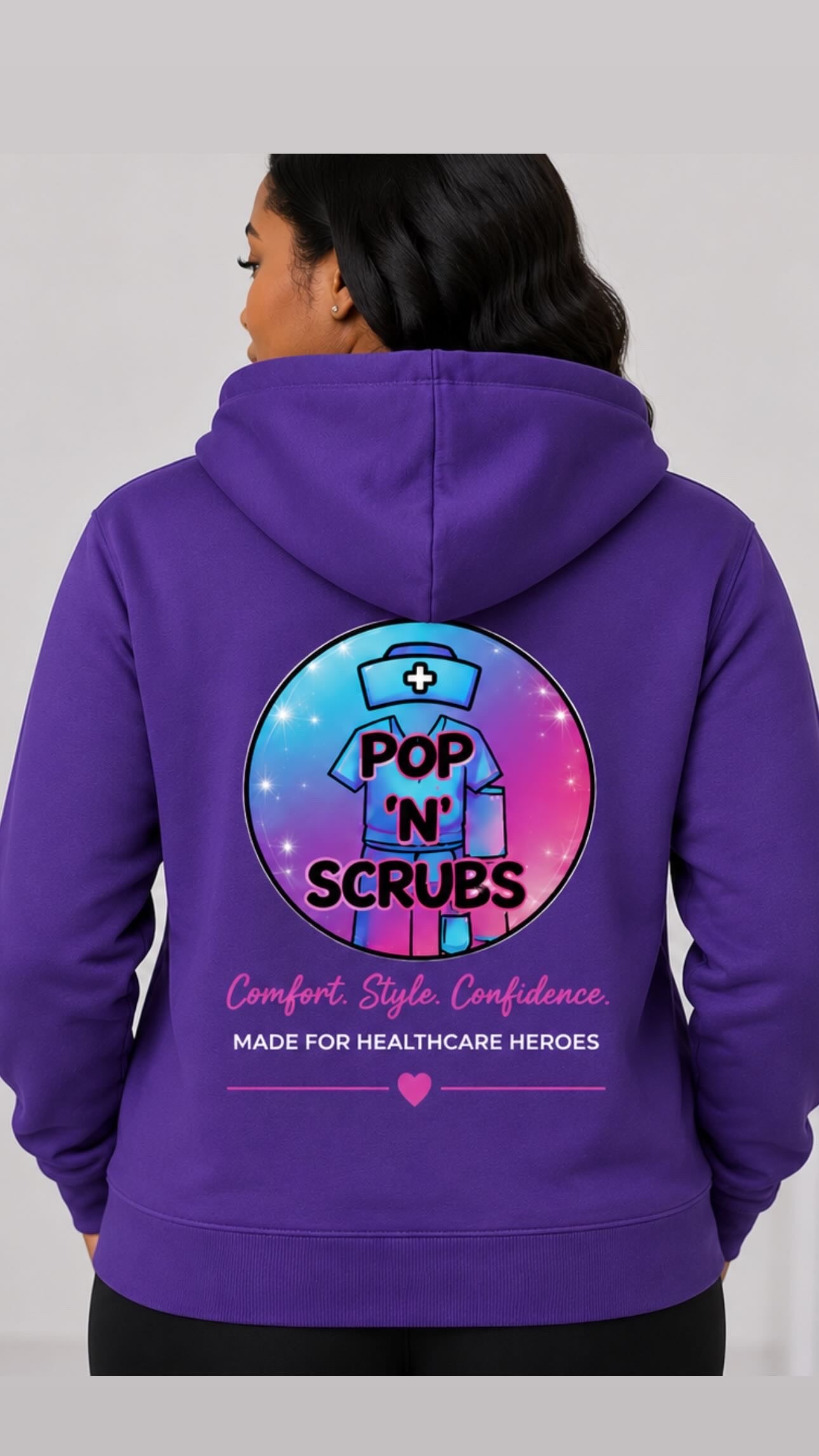Pop N Scrubs Signature Logo Hoodie – Purple