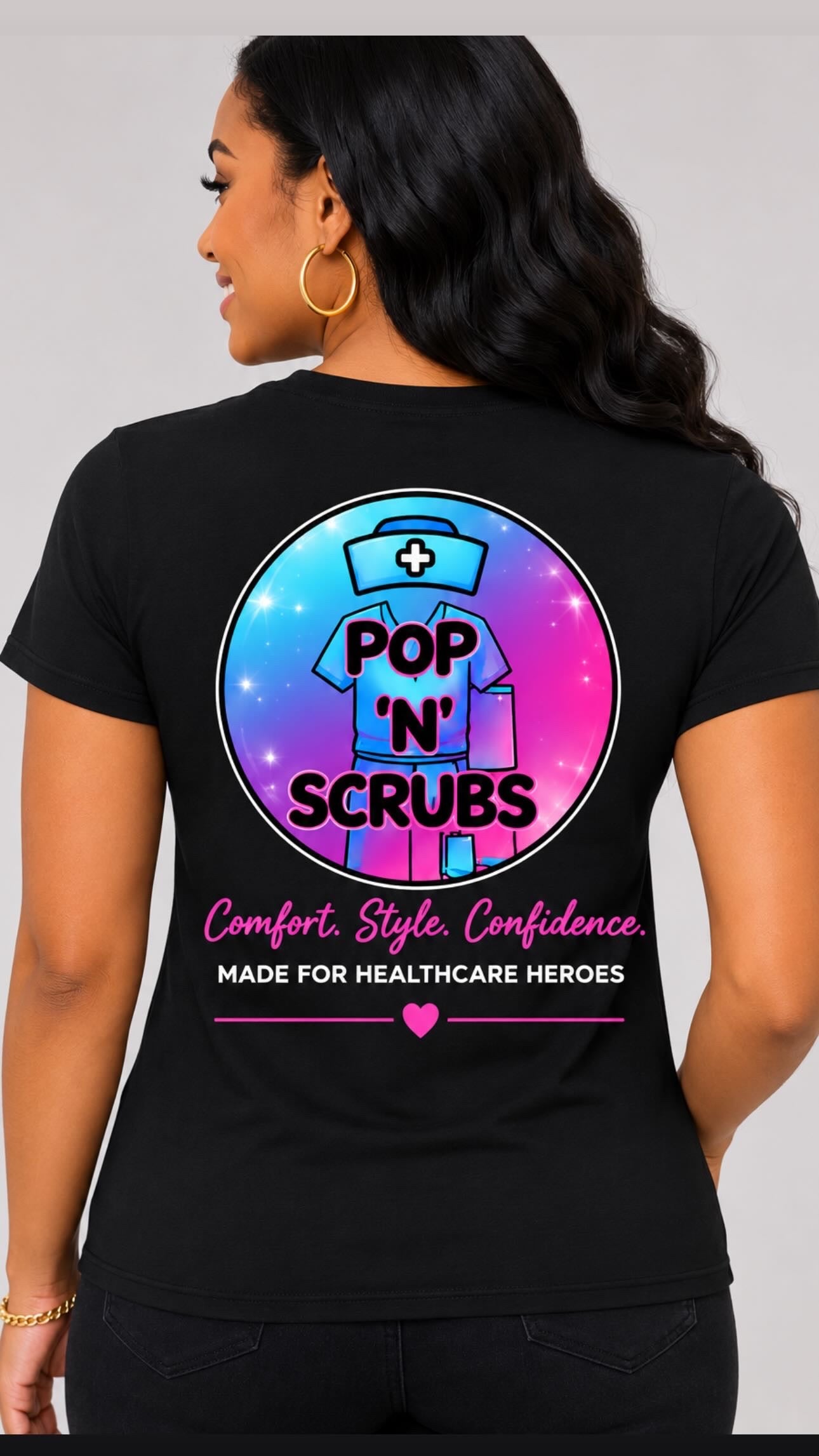 Pop N Scrubs Signature Logo T-Shirt – Black