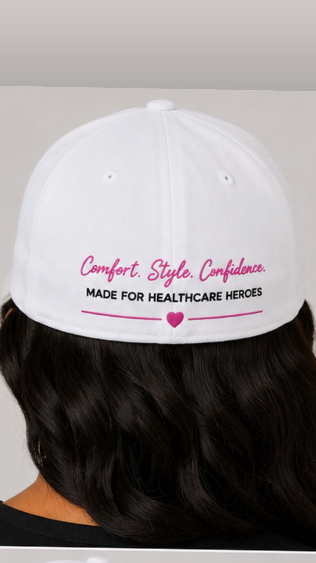 Pop N Scrubs Signature Logo Fitted Cap – White