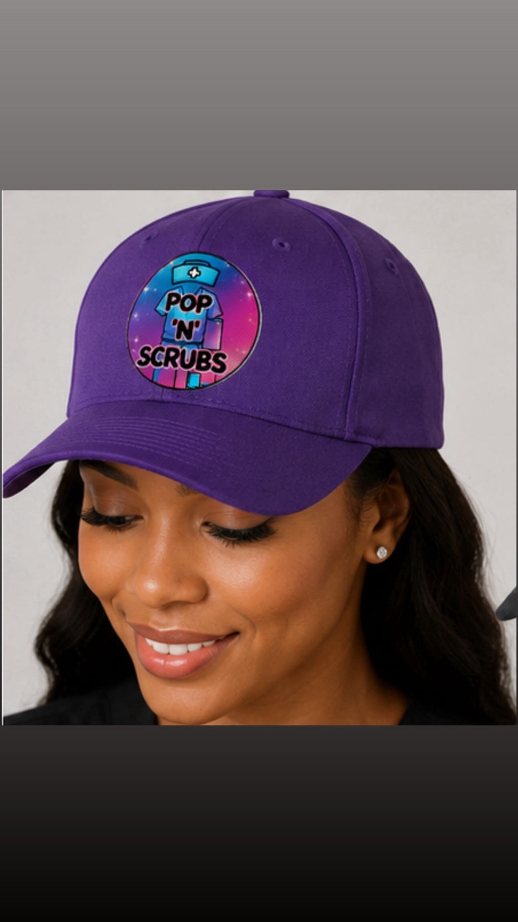 Pop N Scrubs Signature Logo Fitted Cap – Purple