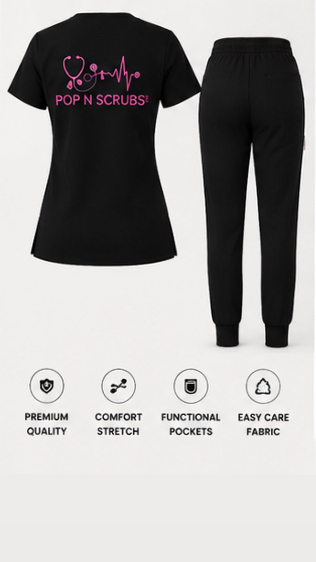 Pop N Scrubs Signature Scrub Set – Black