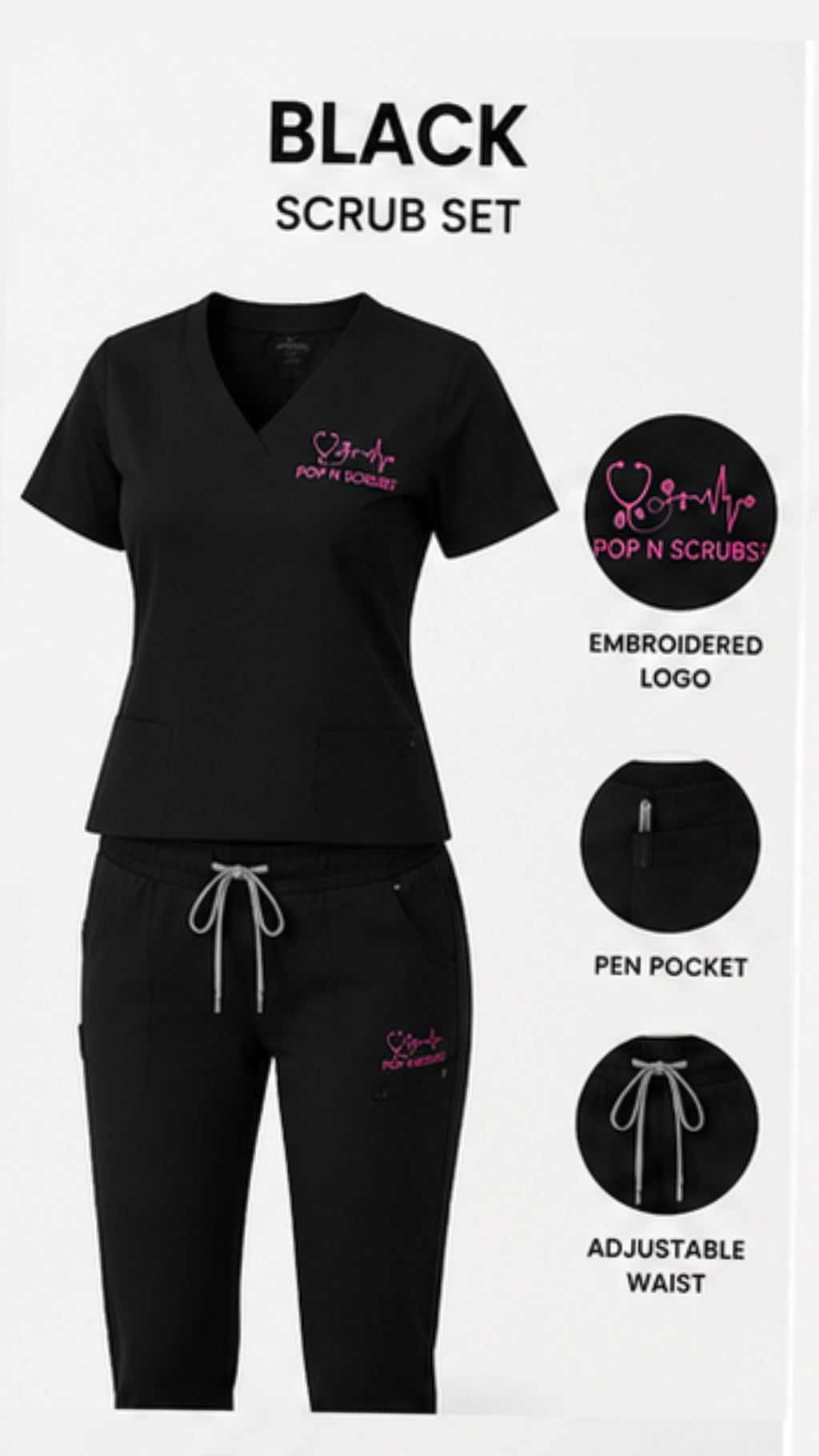 Pop N Scrubs Signature Scrub Set – Black