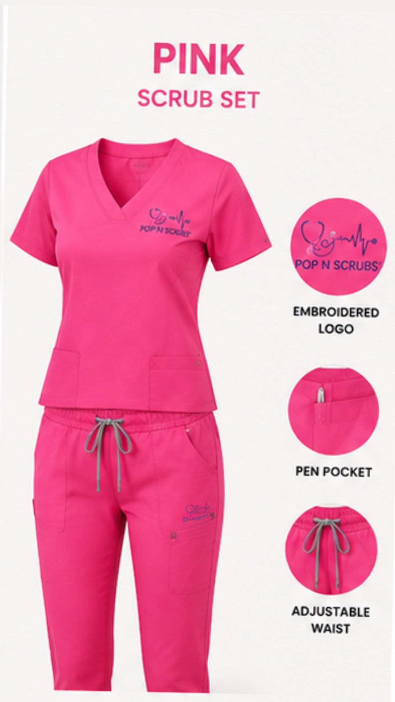 Pop N Scrubs Signature Scrub Set – Pink