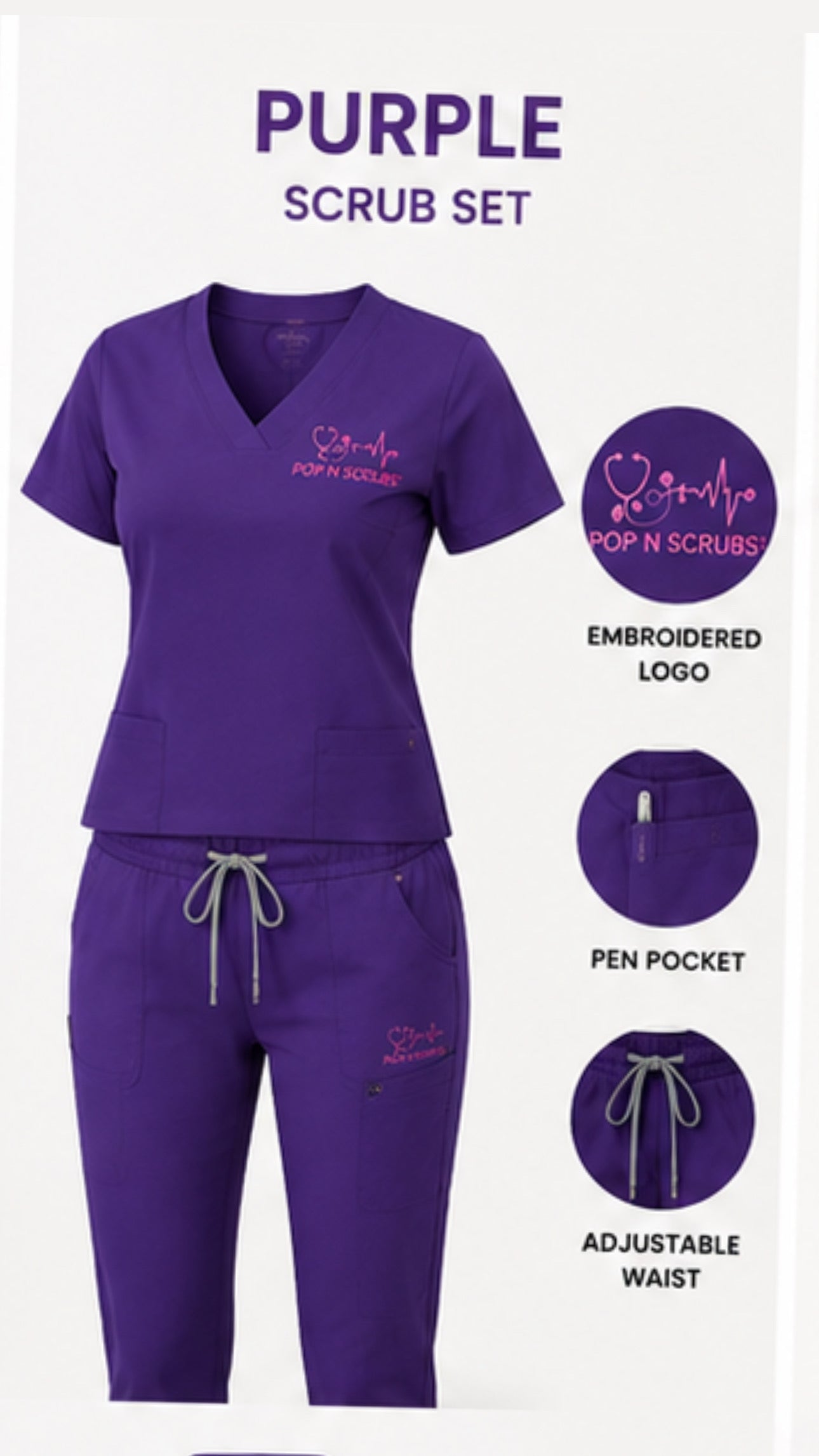 Pop N Scrubs Signature Scrub Set – Purple