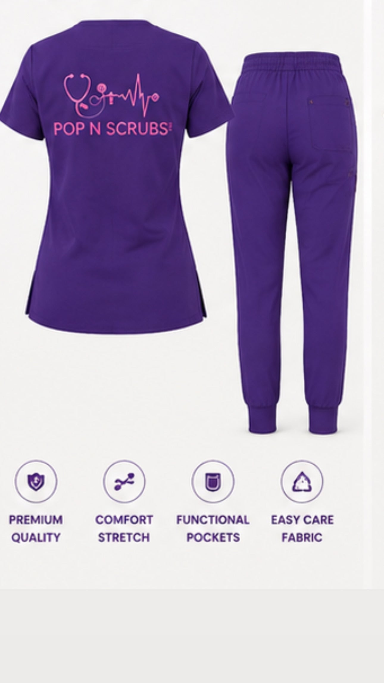Pop N Scrubs Signature Scrub Set – Purple
