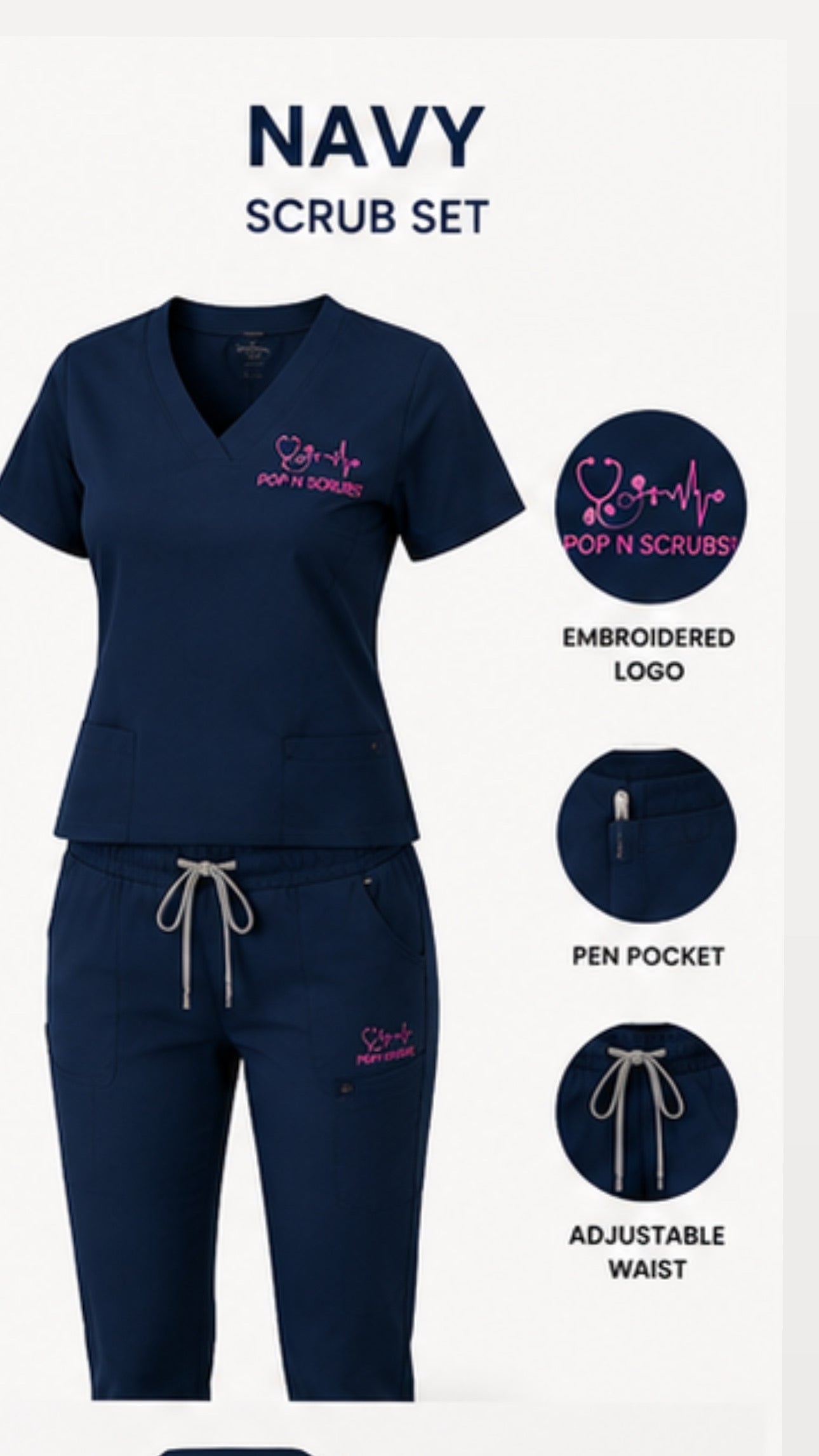 Pop N Scrubs Signature Scrub Set – Navy