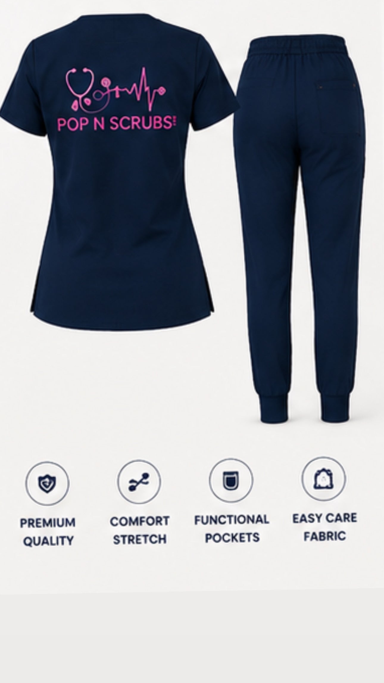 Pop N Scrubs Signature Scrub Set – Navy