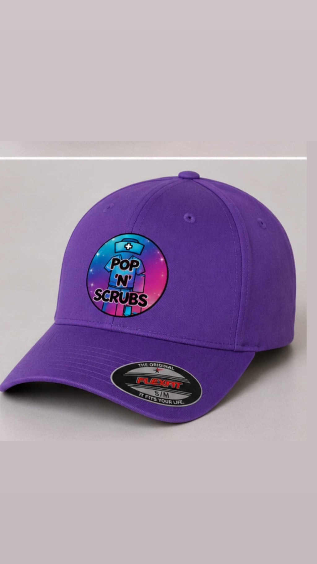 Pop N Scrubs Signature Logo Fitted Cap – Purple