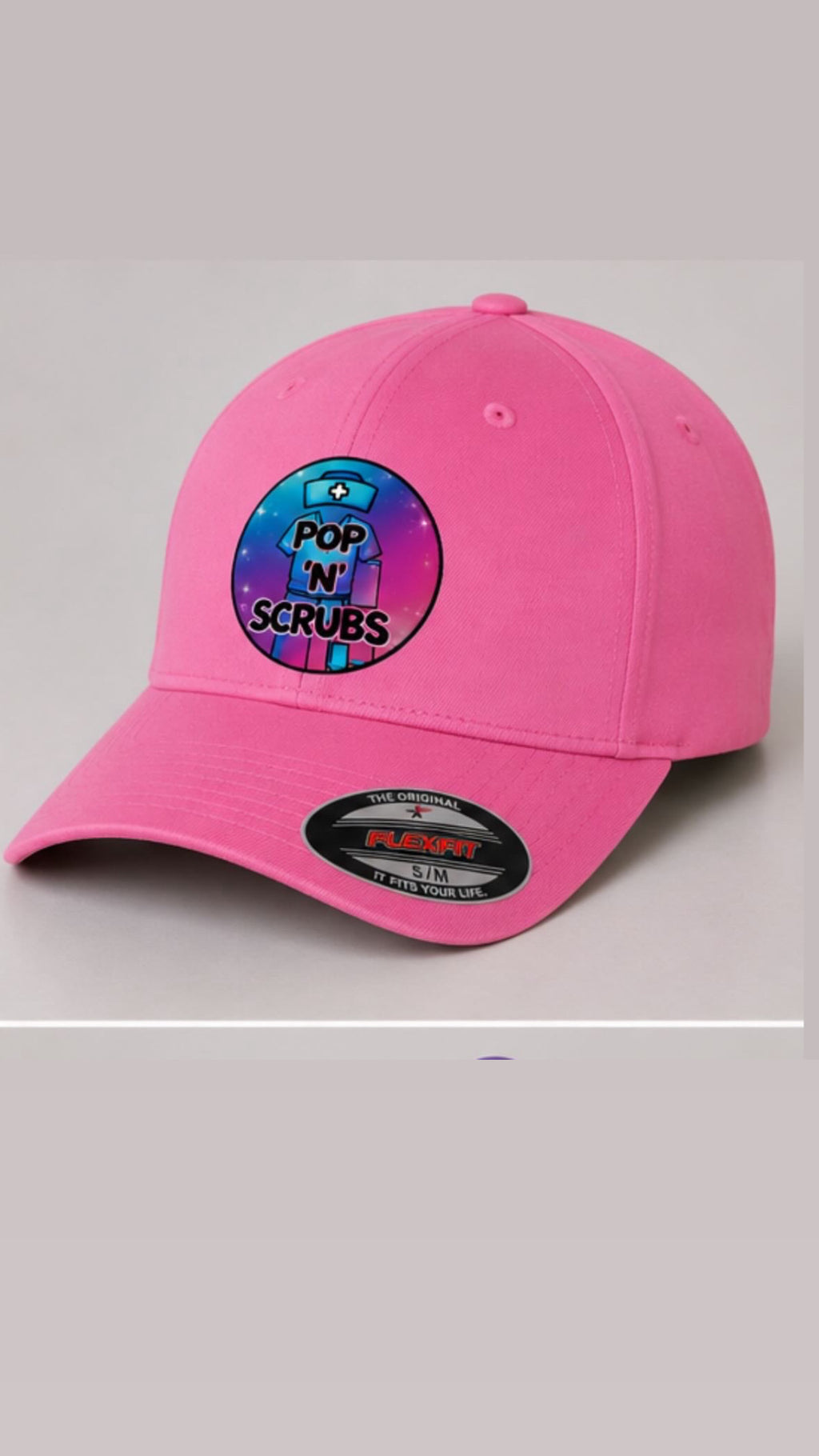 Pop N Scrubs Signature Logo Fitted Cap – Pink