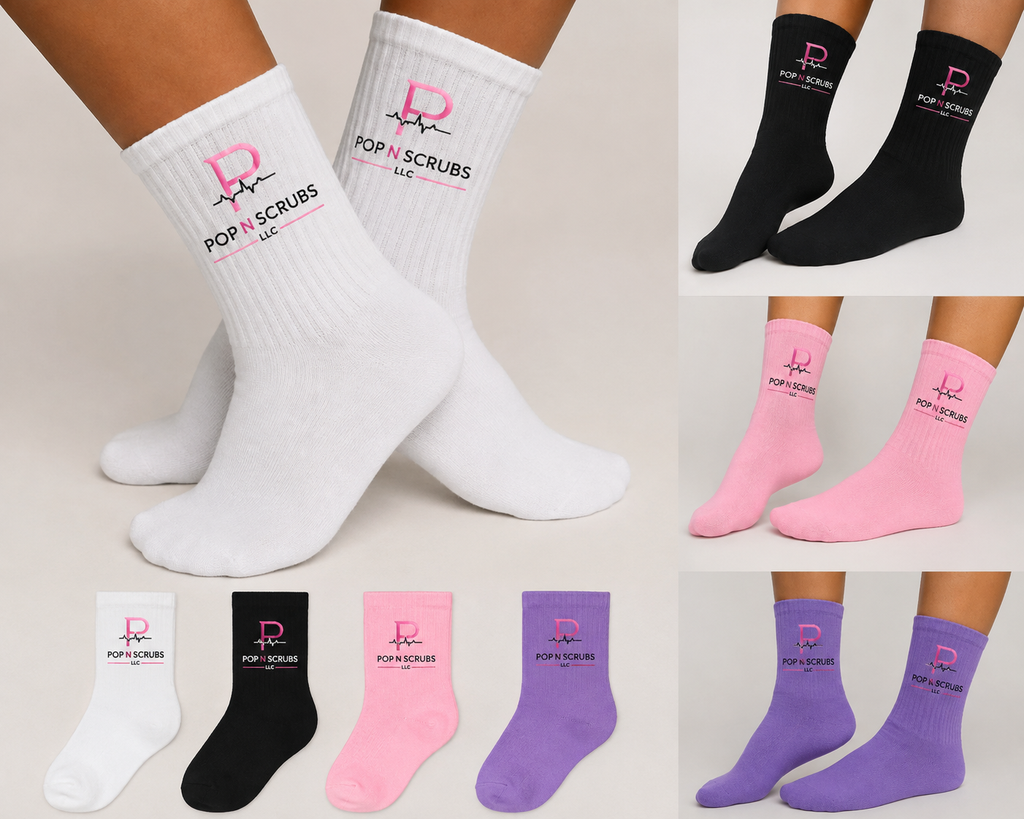 Pop N Scrubs Signature Crew Socks