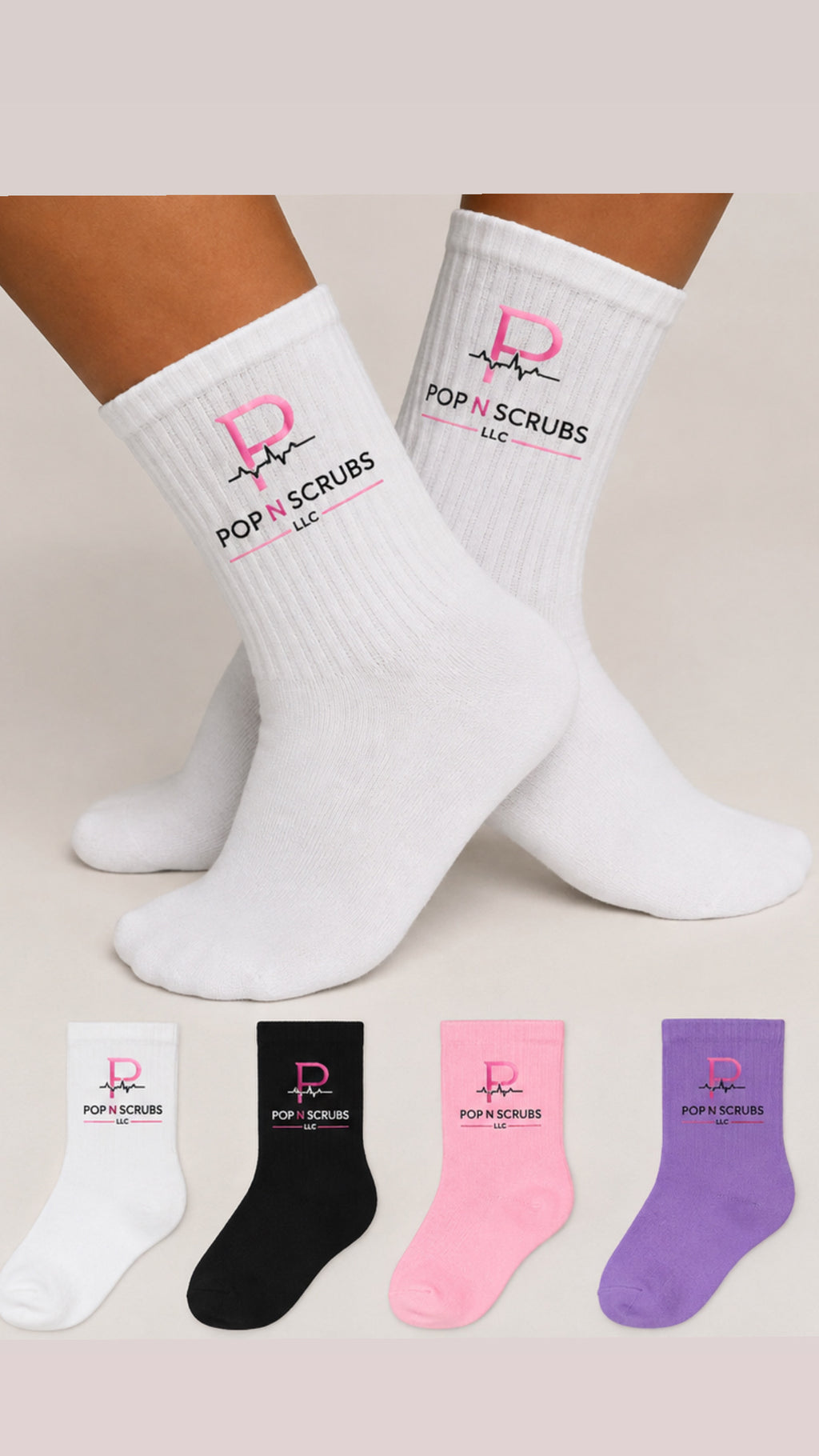 Pop N Scrubs Signature Crew Socks