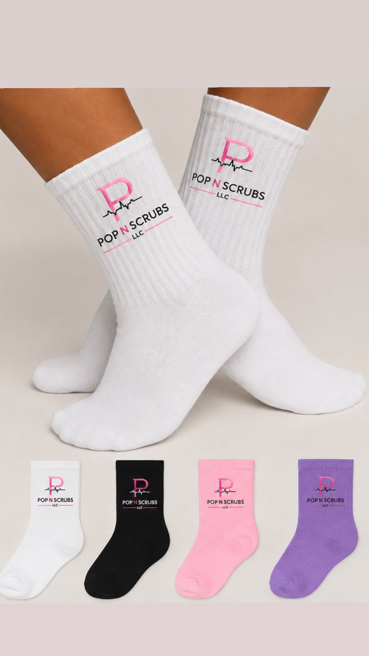 Pop N Scrubs Signature Crew Socks