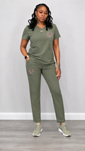 Pop N Scrubs Signature Olive Green Scrub Set