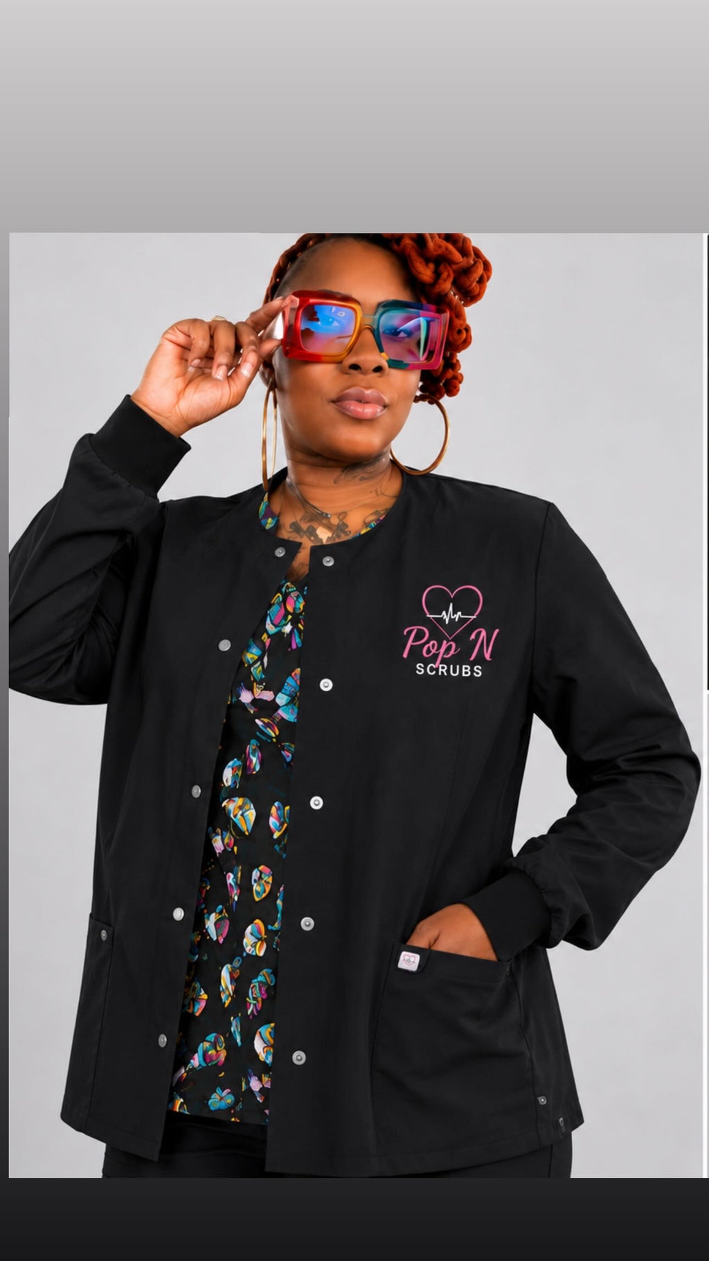 POP N SCRUBS Medical Scrub Jacket